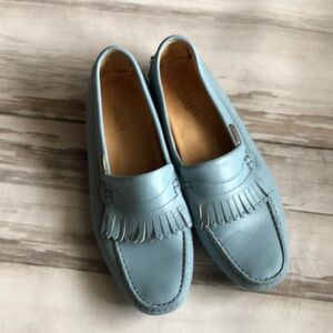 ESCADA LEATHER DRIVING SHOE / Size 7.5 EUC / BLUE KILTIE LOAFER